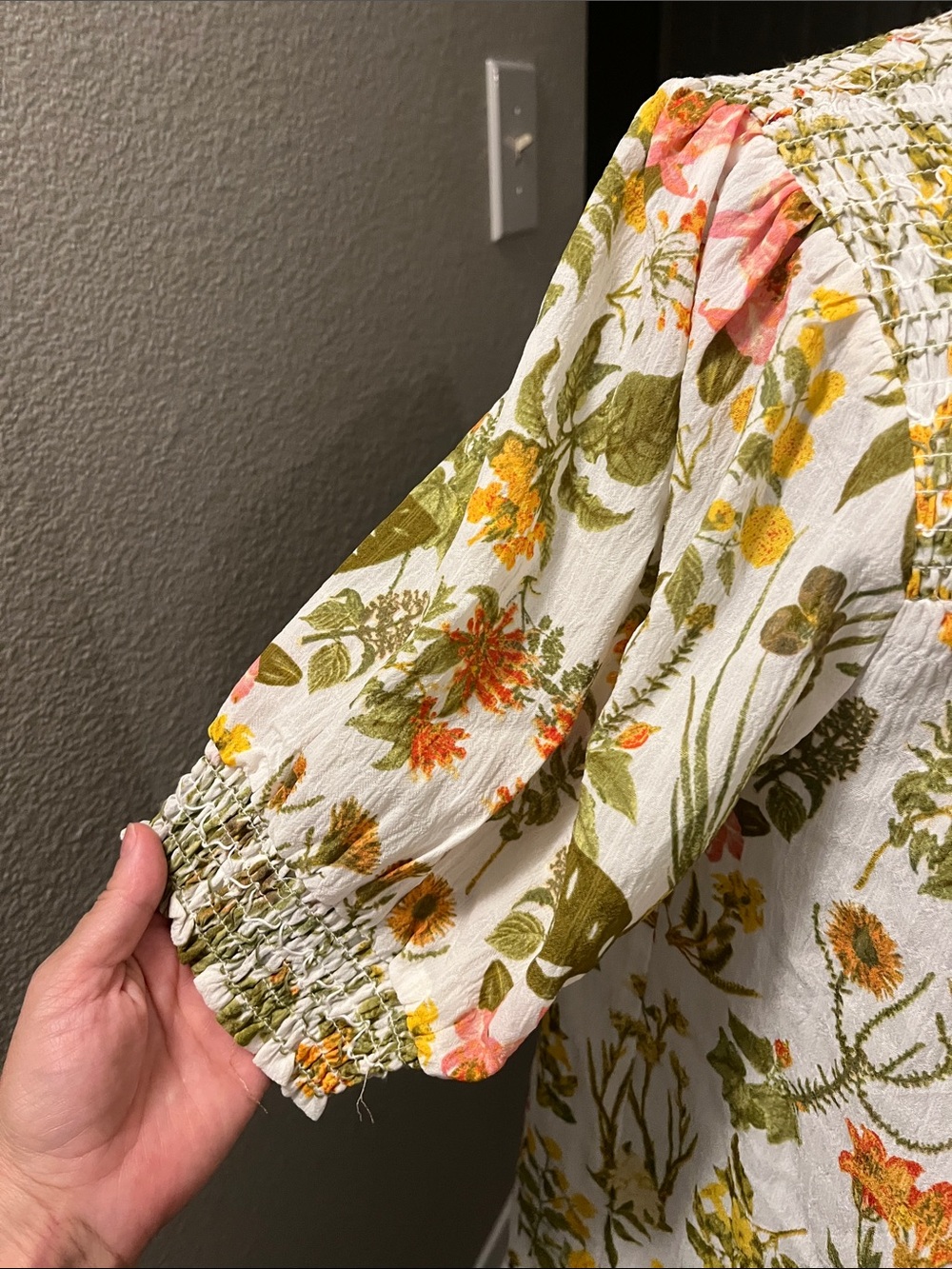 Rose & Olive White Floral Smocked Peasant Blouse - Picture 2 of 9